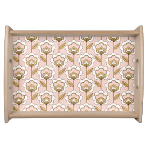 Mid-Century Modern Floral Pattern Serving Tray