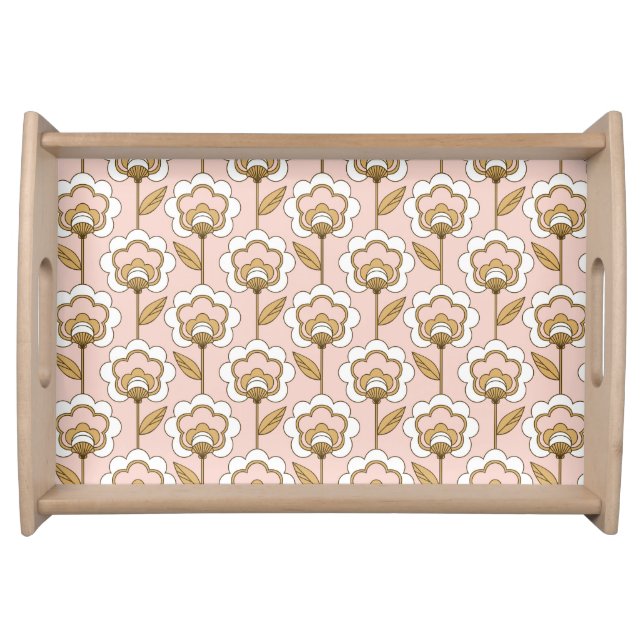 Mid-Century Modern Floral Pattern Serving Tray (Front)