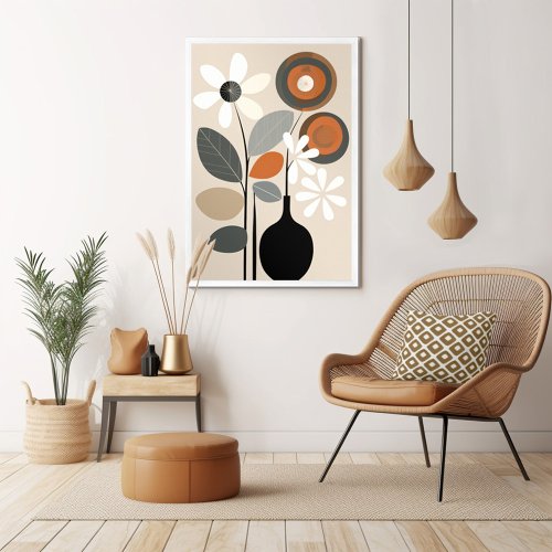 Mid Century Modern Floral Poster