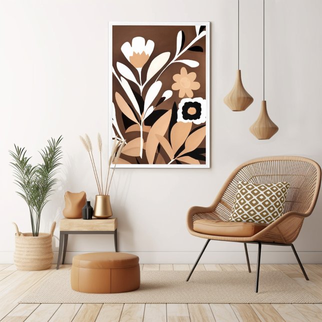 Mid Century Modern Floral Poster (Unleash your inner art enthusiast with Wild on Flowers gallery quality Giclee print artwork poster. )