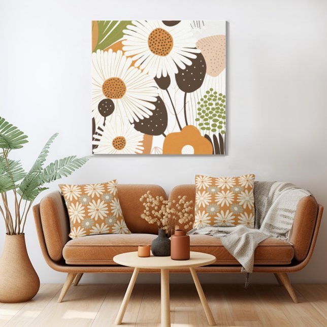 Mid Century Modern Floral Sunflower Canvas Print (Mix n' match in retro mid century modern style with a retro floral canvas print from Wild on Flowers)