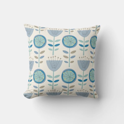 Mid_Century Modern Floral Throw Pillow