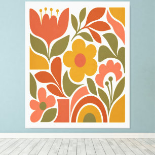 Mid Century Modern Floral Wall Art Retro