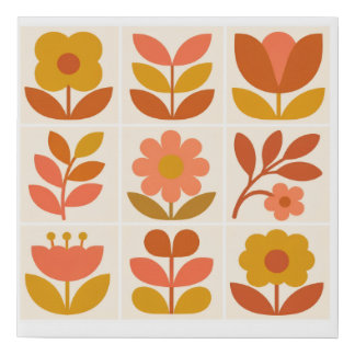 Mid Century Modern Floral Wall Art  Retro Abstract