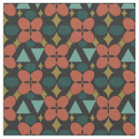 Mid Century Modern Flower Diamond Black Pattern Fabric