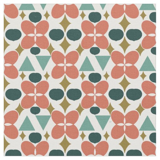 Mid Century Modern Flower Diamond Pattern Fabric