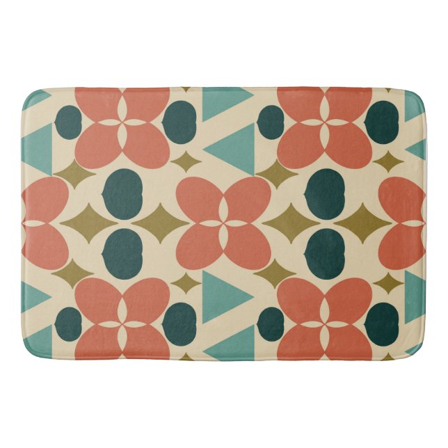 Mid Century Modern Flower Diamond Yellow Bath Mat (Front)