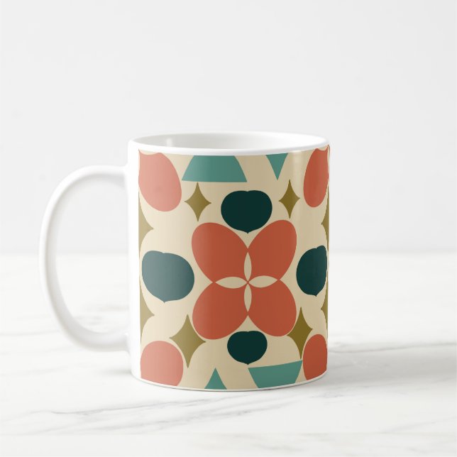Mid Century Modern Flower Diamond Yellow  Coffee Mug (Left)