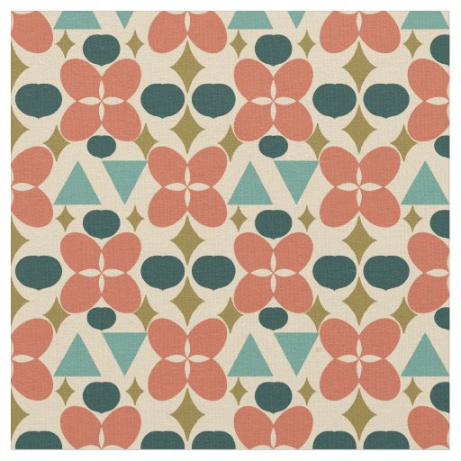 Mid Century Modern Flower Diamond Yellow Pattern Fabric
