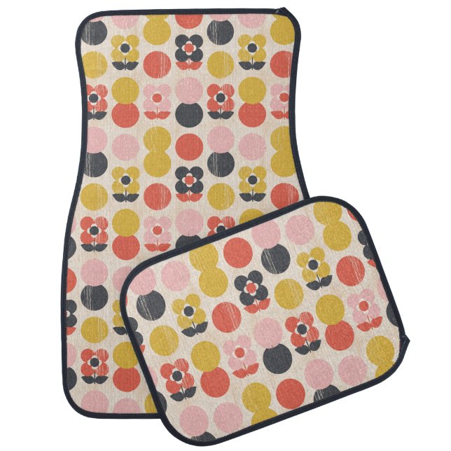 Mid-Century Modern Flower Pattern Car Floor Mat (Set)
