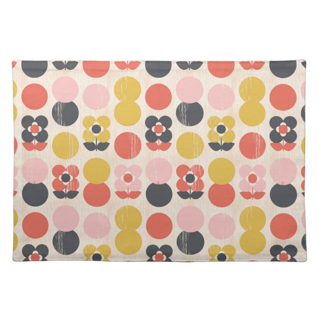 Mid-Century Modern Flower Pattern Cloth Placemat (Front)