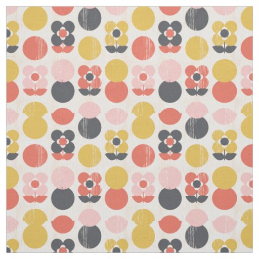 Mid-Century Modern Flower Pattern Fabric
