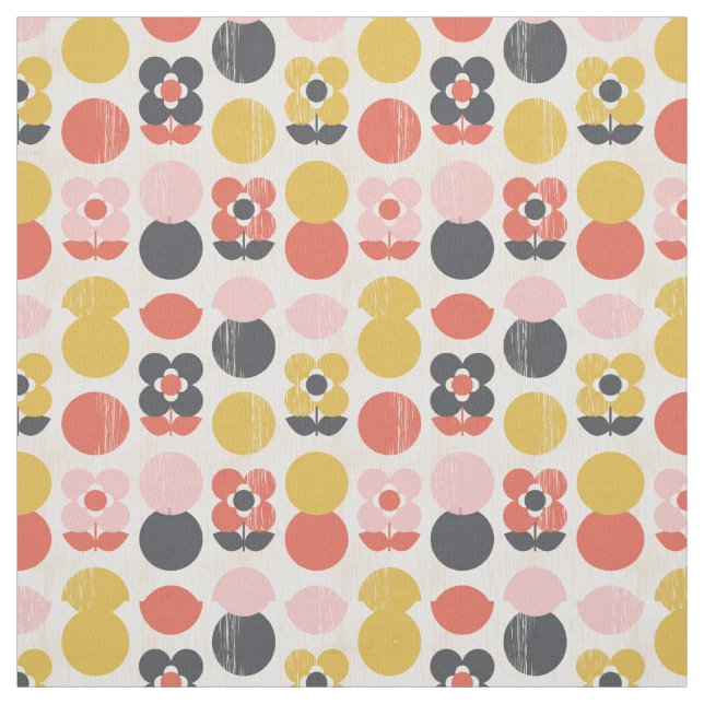 Mid-Century Modern Flower Pattern Fabric (Swatch)