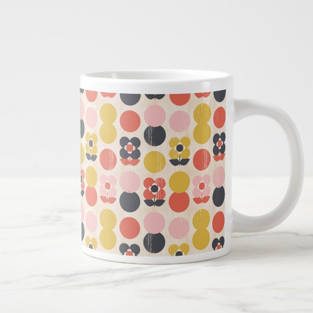 Mid-Century Modern Flower Pattern Giant Coffee Mug (Right)