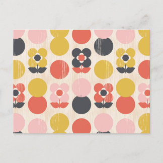 Mid-Century Modern Flower Pattern Holiday Postcard
