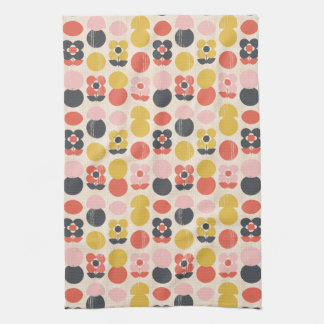 Mid-Century Modern Flower Pattern Kitchen Towel