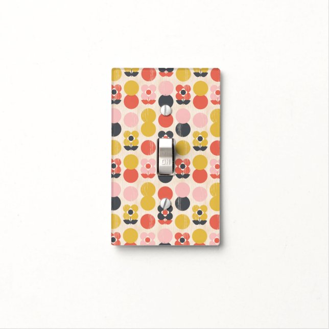 Mid-Century Modern Flower Pattern Light Switch Cover (In Situ)