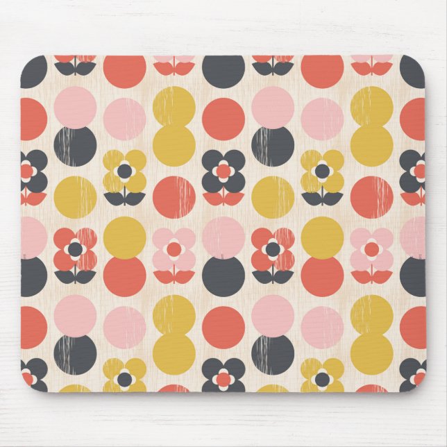 Mid-Century Modern Flower Pattern Mouse Pad (Front)