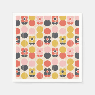 Mid-Century Modern Flower Pattern Napkins