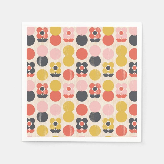Mid-Century Modern Flower Pattern Napkins (Front)