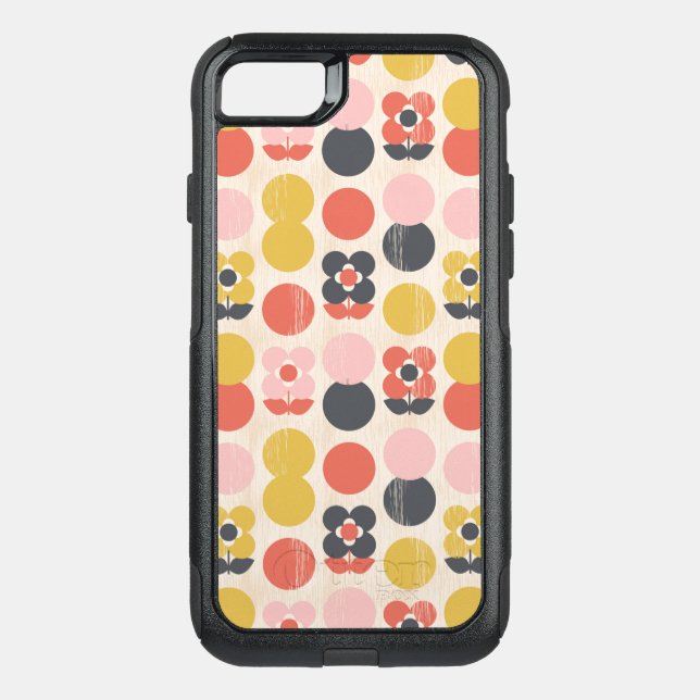 Mid-Century Modern Flower Pattern Otterbox iPhone Case (Back)