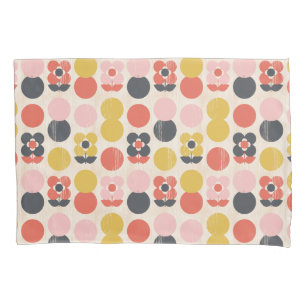 Mid-Century Modern Flower Pattern Pillow Case