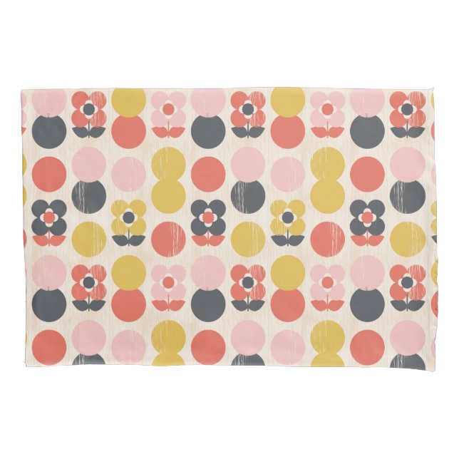 Mid-Century Modern Flower Pattern Pillow Case (Front-Left)
