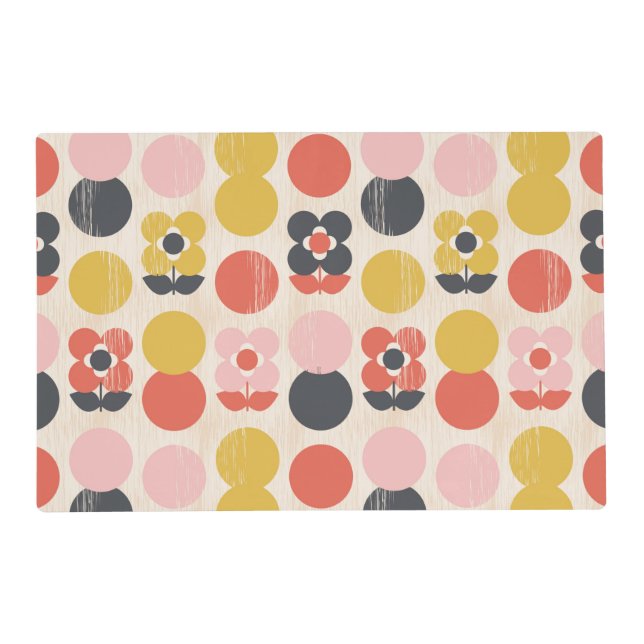 Mid-Century Modern Flower Pattern Placemat (Front)