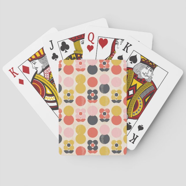 Mid-Century Modern Flower Pattern Poker Cards (Back)