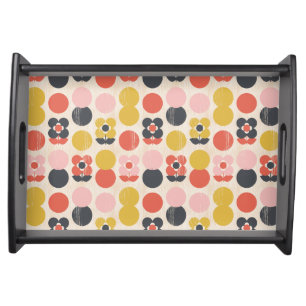 Mid-Century Modern Flower Pattern Serving Tray