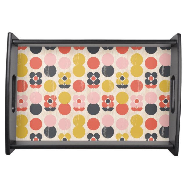 Mid-Century Modern Flower Pattern Serving Tray (Front)