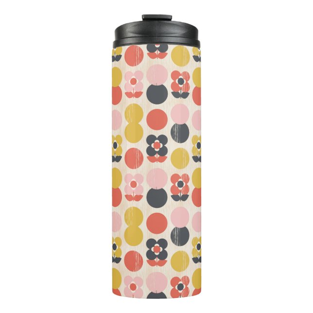 Mid-Century Modern Flower Pattern Thermal Tumbler (Front)