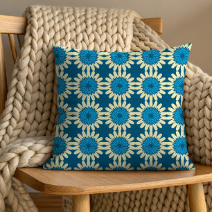 Mid-Century Modern Flower Pattern Throw Pillow