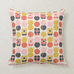 Mid-Century Modern Flower Pattern Throw Pillow