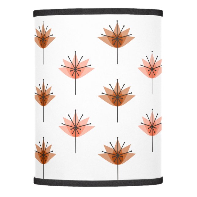 Mid Century Modern Flowers Orange Lamp Shade (Front)