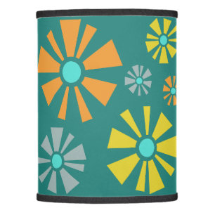 Mid Century Modern Flowers Teal Lamp Shade