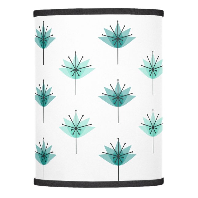 Mid Century Modern Flowers Turquoise Lamp Shade (Front)