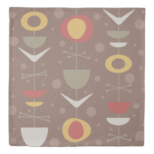 Mid Century Modern Garden Brown Duvet Cover