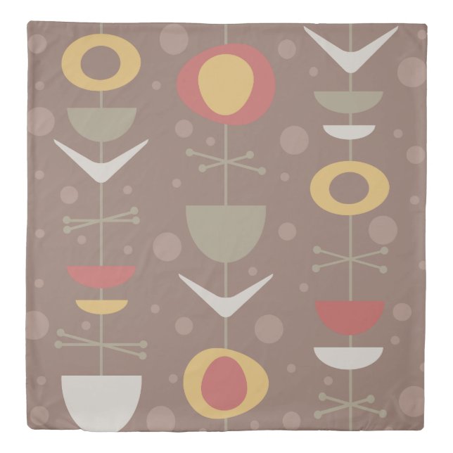 Mid Century Modern Garden Brown Duvet Cover (Front)