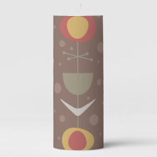Mid Century Modern Garden Brown Pillar Candle