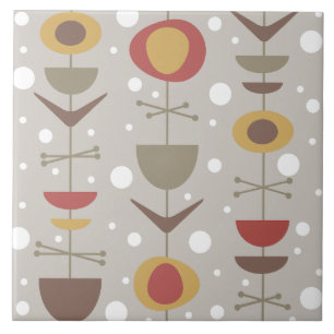 Mid Century Modern Garden Multicolored Ceramic Tile