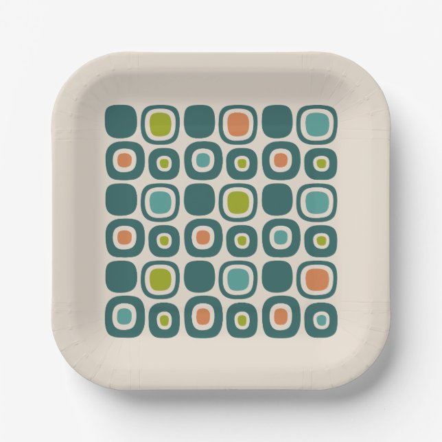 Mid Century Modern Garden Path Pattern Paper Plates (Front)