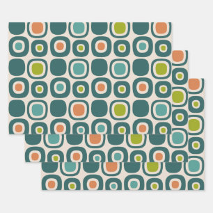 Mid Century Modern Garden Path Pattern Wrapping Paper Sheets