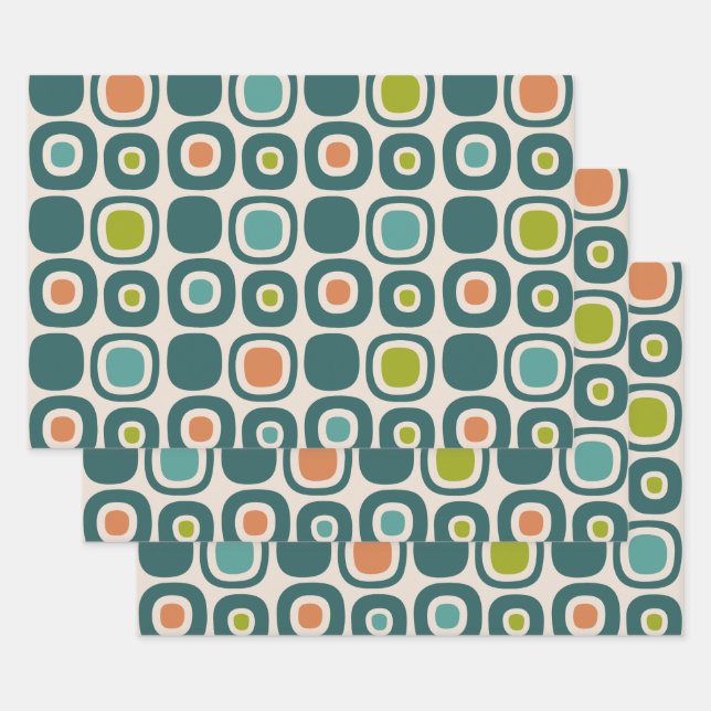 Mid Century Modern Garden Path Pattern Wrapping Paper Sheets (Set)