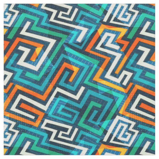 Mid Century Modern Geo Abstract Fabric (Close Up)