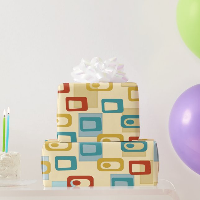 Mid Century Modern Geo Pod Pattern Wrapping Paper (Party Gifts)