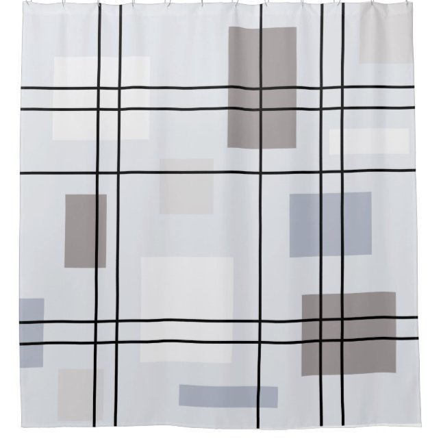 Mid Century Modern Geometric 16 Shower Curtain (Front)