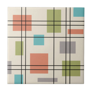 Mid Century Modern Geometric 3 Ceramic Tile
