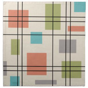 Mid Century Modern Geometric 3 Cloth Napkin