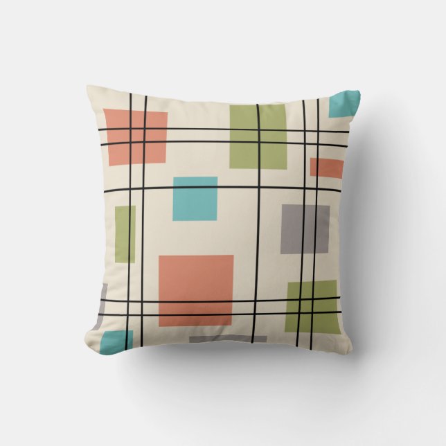 Mid Century Modern Geometric 3 Throw Pillow (Front)